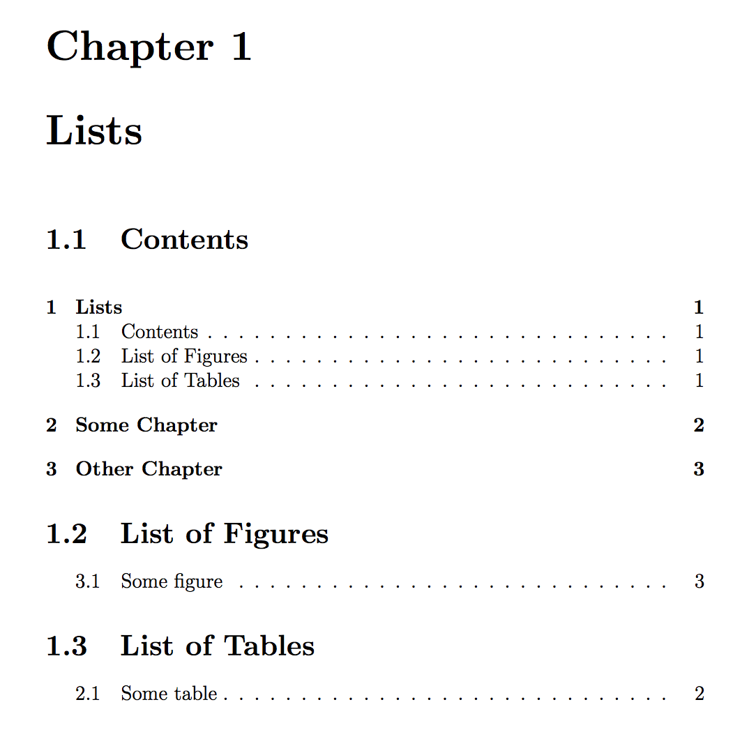 Table Of Contents, List Of Figures And Tables As Sections In A Report ...