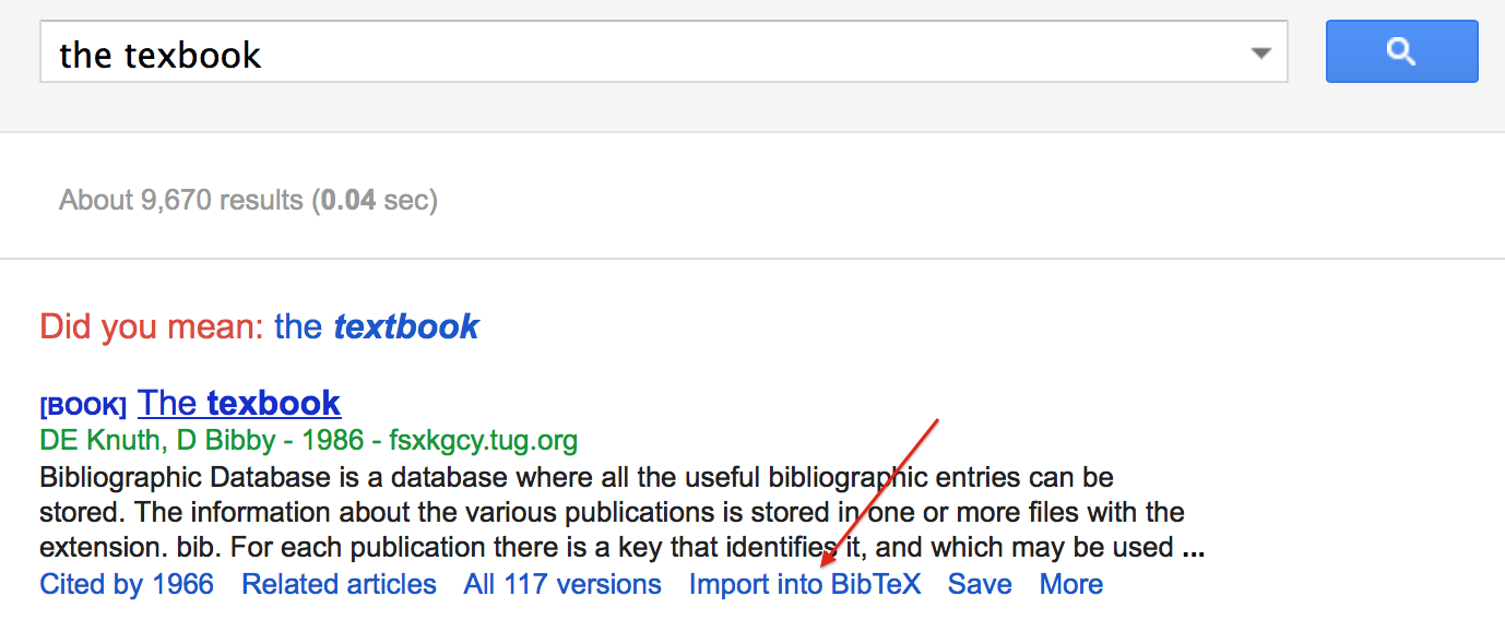 Using Google Scholar To Download BibTeX Citations – Texblog