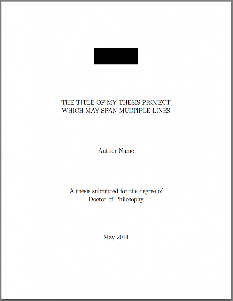 Template for LaTeX PhD thesis title page – texblog